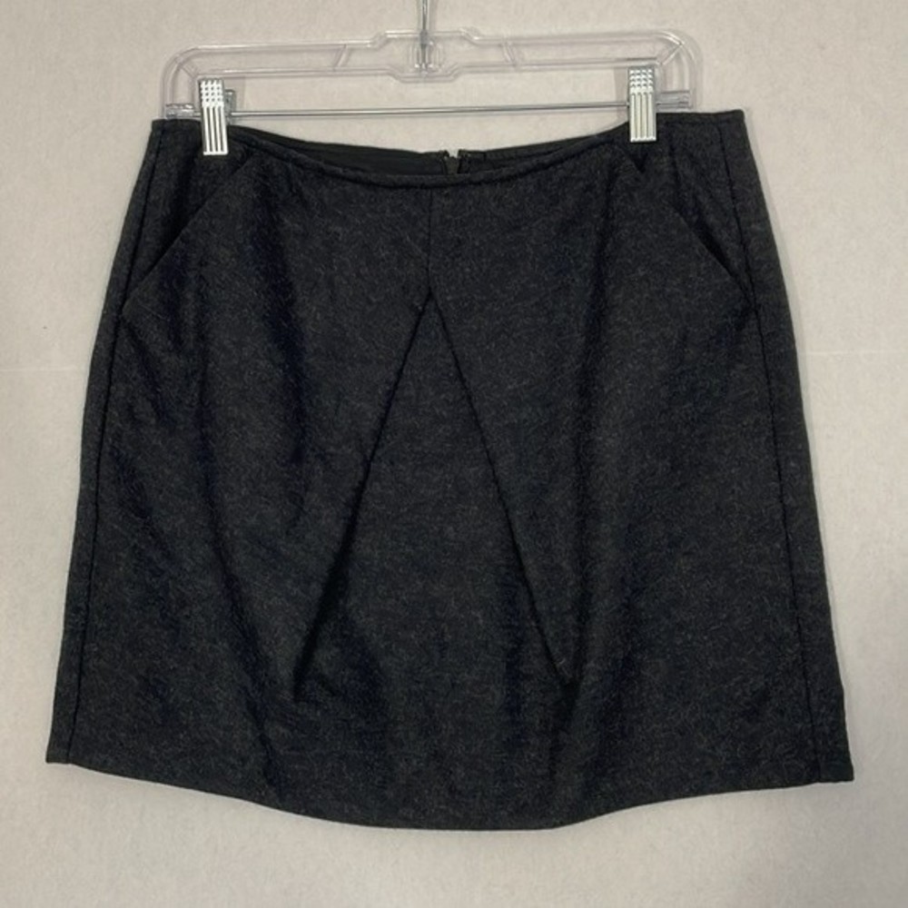 Cabi Mini Skirt with Pockets, Wool Blend, Lined, Rear Zip, Charcoal Gray, 6